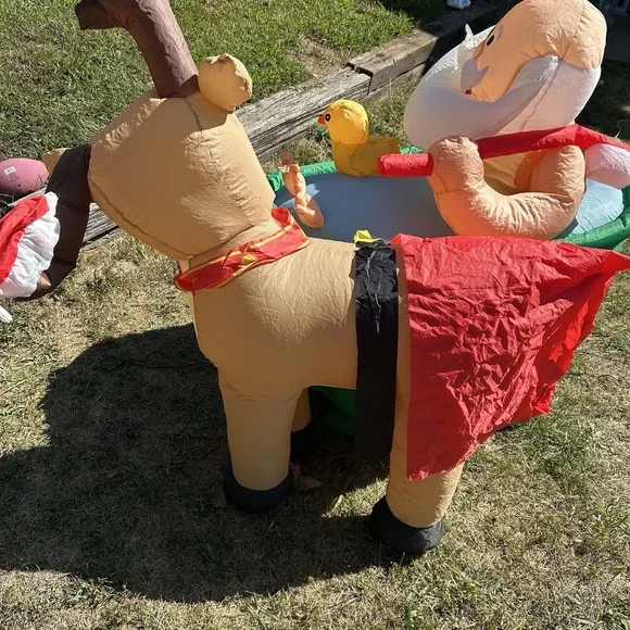 Rare Gemmy CHRISTMAS Animated Scrubbing‎ Bath Hot Tub SANTA REINDEERinflatable
